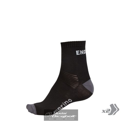 Endura BaaBaa Merino zokni (Twin Pack): Fekete szín - S